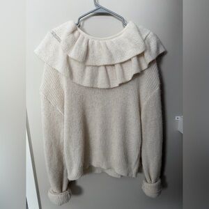ZARA RUFFLED COLLAR KNIT SWEATER